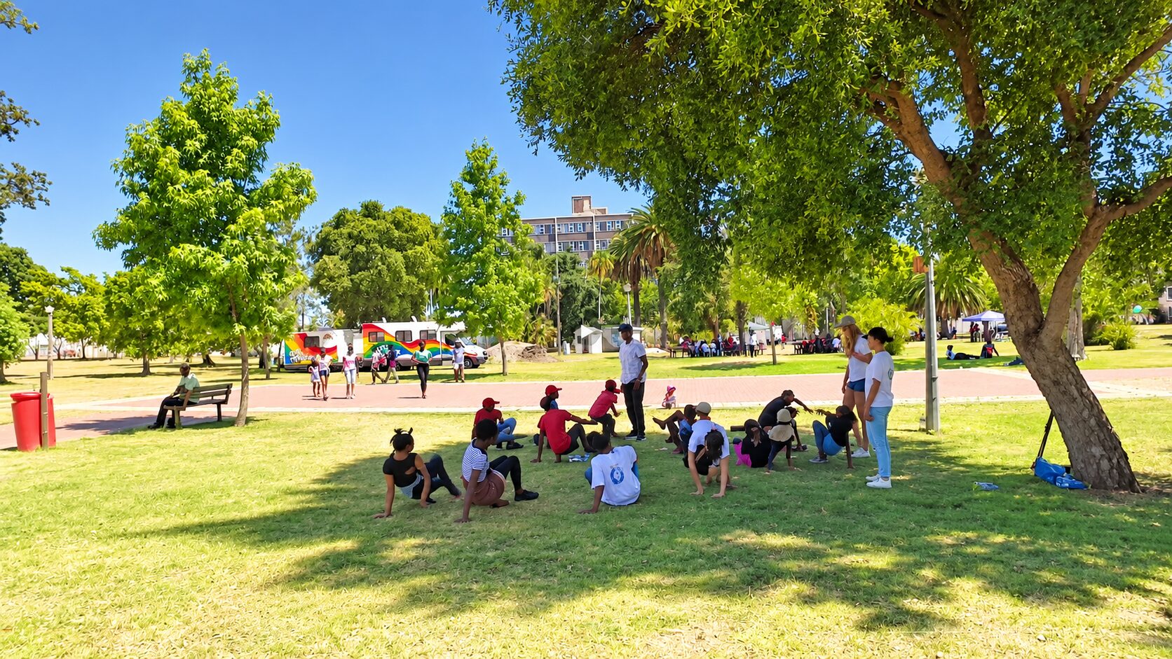 Human Rights / Refugee intern supporting during an outdoor community event in Cape Town