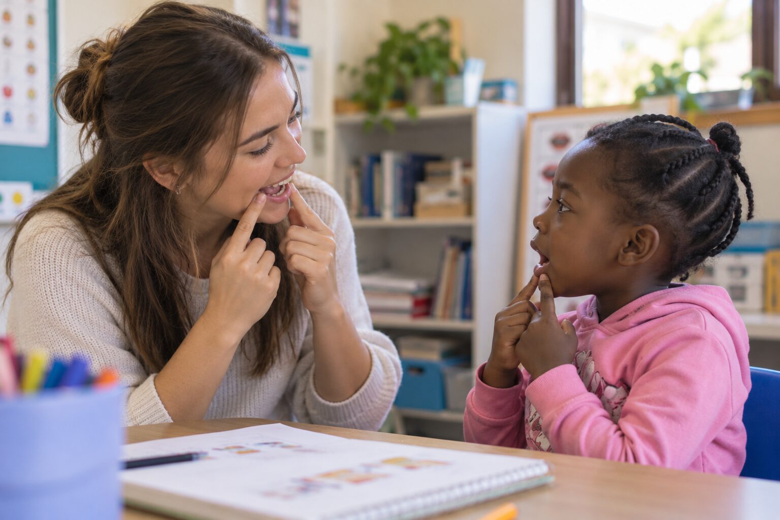 Speech Pathology intern working with a child during a pediatric placement in Cape Town
