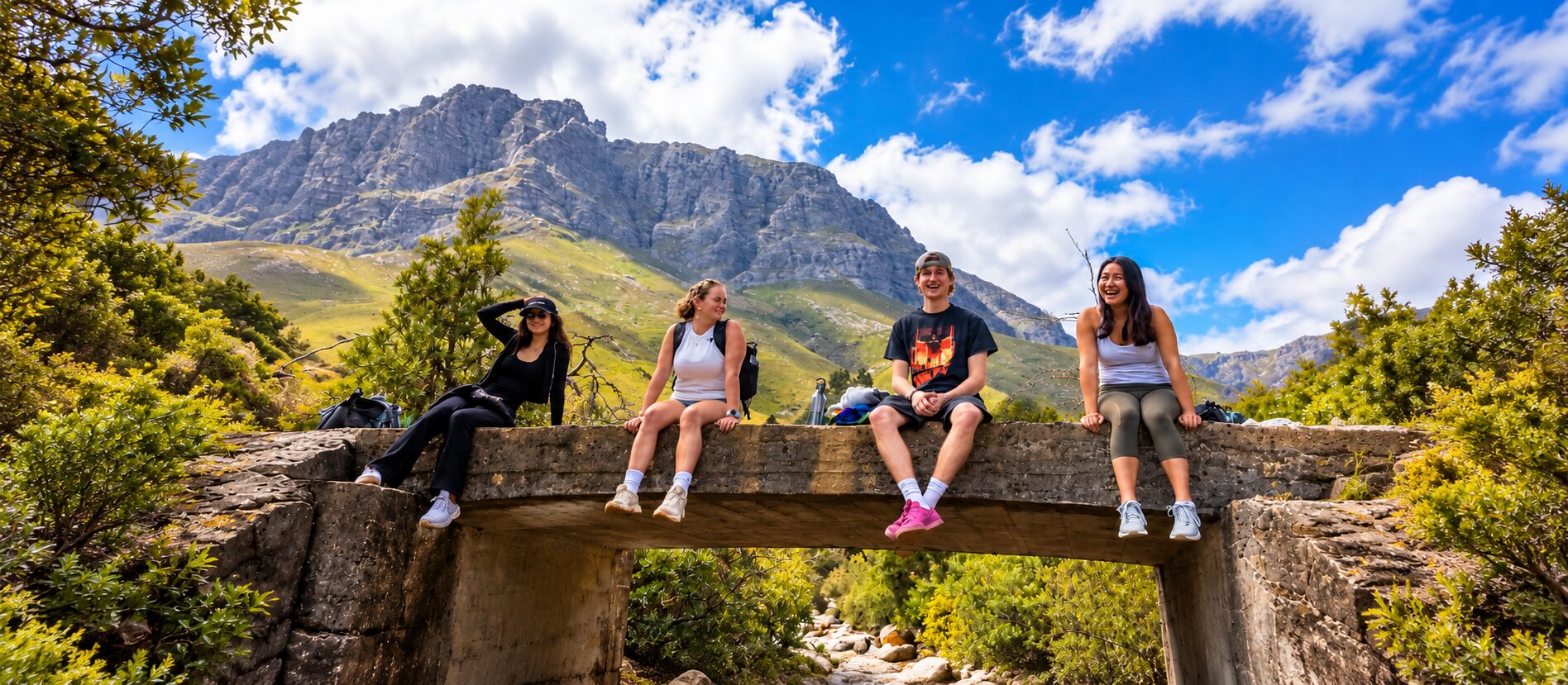 Group of people hiking together in Cape Town.