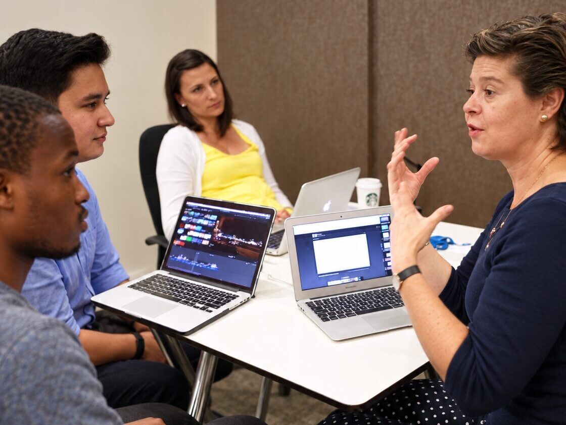 People working together in an office setting.